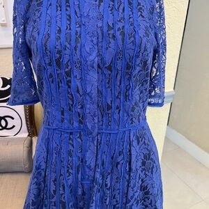BCBGMaxAzria Royal Blue Lace Long Sleeve Dress